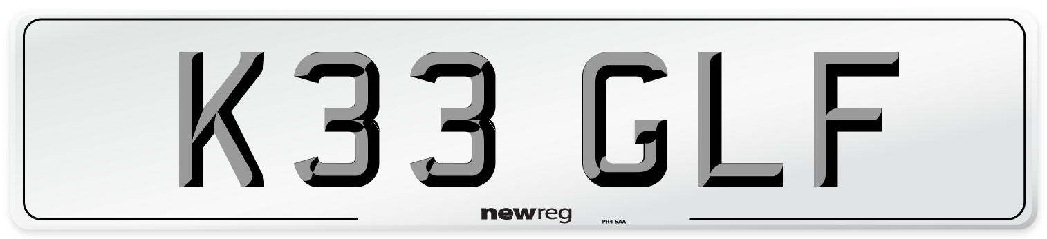 K33 GLF Number Plate from New Reg